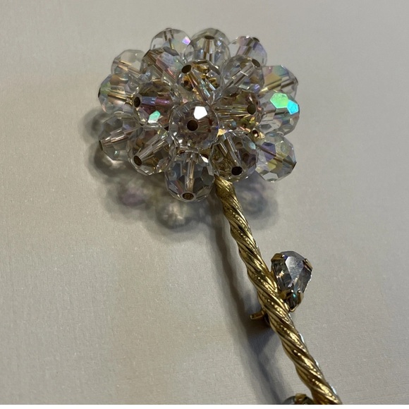 Vintage Alice Caviness Glass Bead 4" Long Flower Pin Brooch - Picture 1 of 6